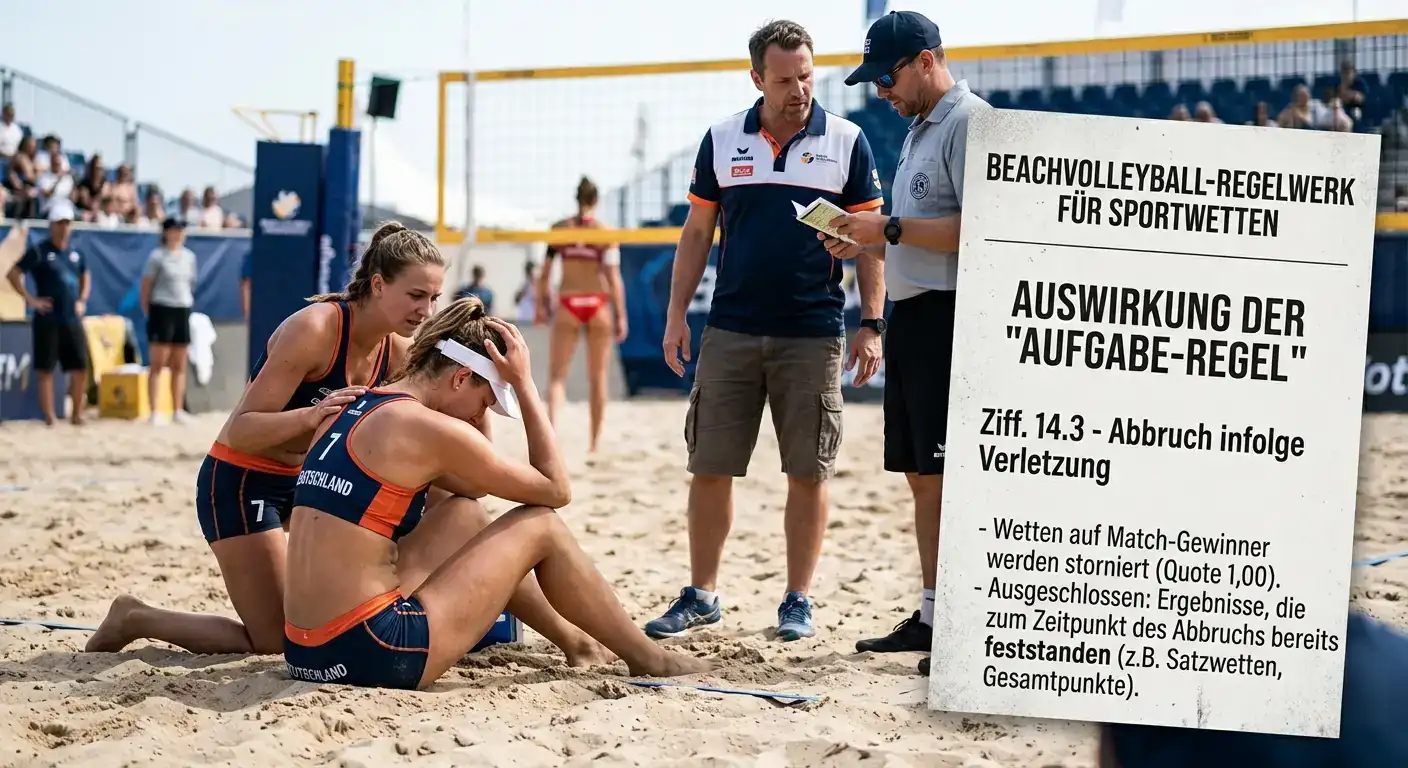 888sport Beachvolleyball Aufgaberegeln mit Erläuterung der Wettabrechnung bei Spieleraufgabe