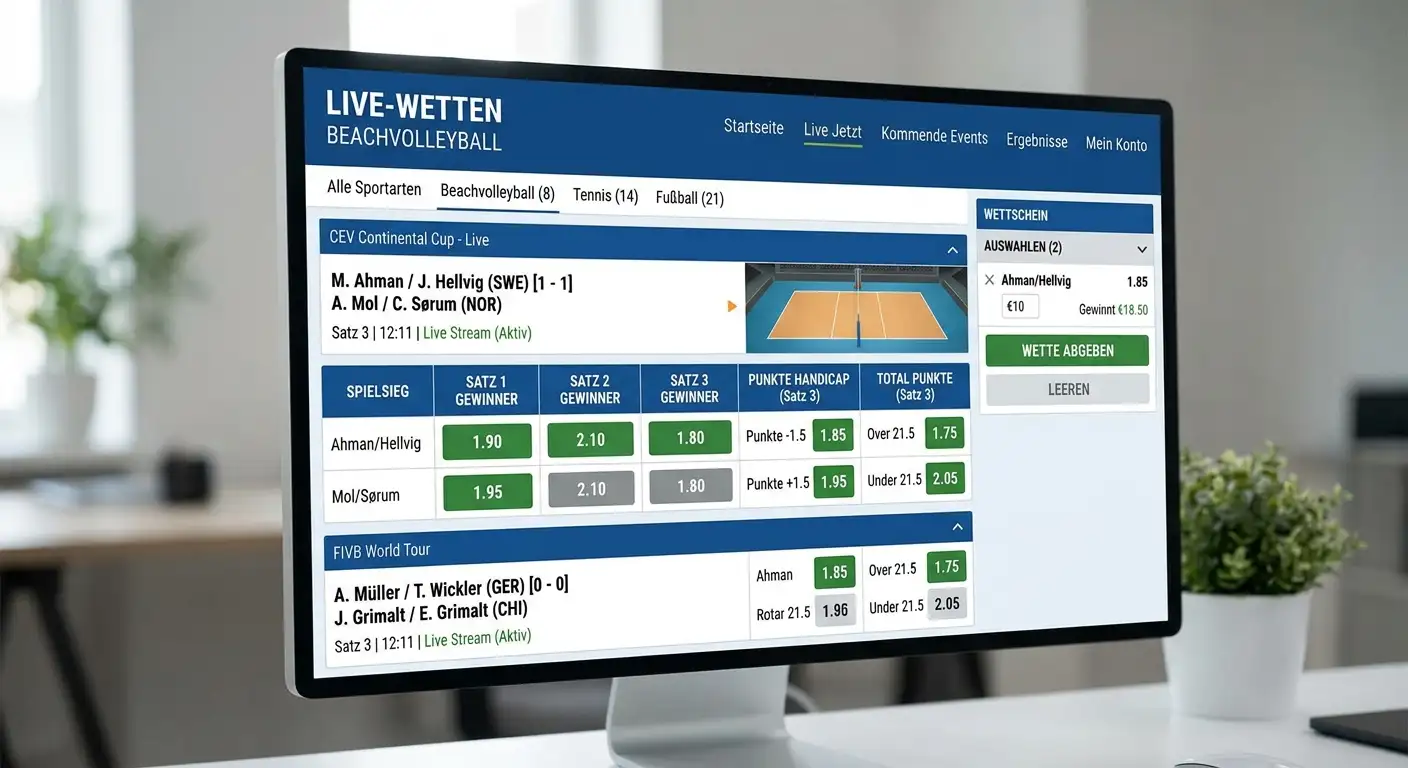 Beste GGL-lizenzierte Anbieter für Beachvolleyball Live-Wetten — tiefe In-Play-Märkte im Vergleich