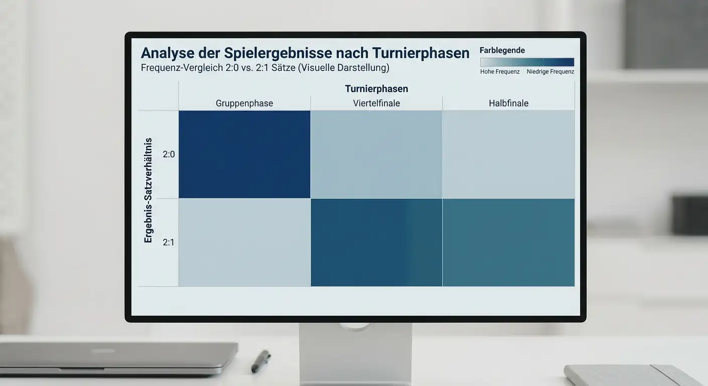 Statistische Muster bei Beachvolleyball-Satzverläufen — Häufigkeit von 2:0 und 2:1 Ergebnissen bei verschiedenen Spielstärken