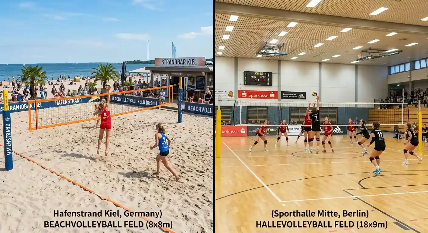 Formatvergleich Beachvolleyball vs. Hallenvolleyball — warum Punkte-Totals beim Beachvolleyball niedriger sind