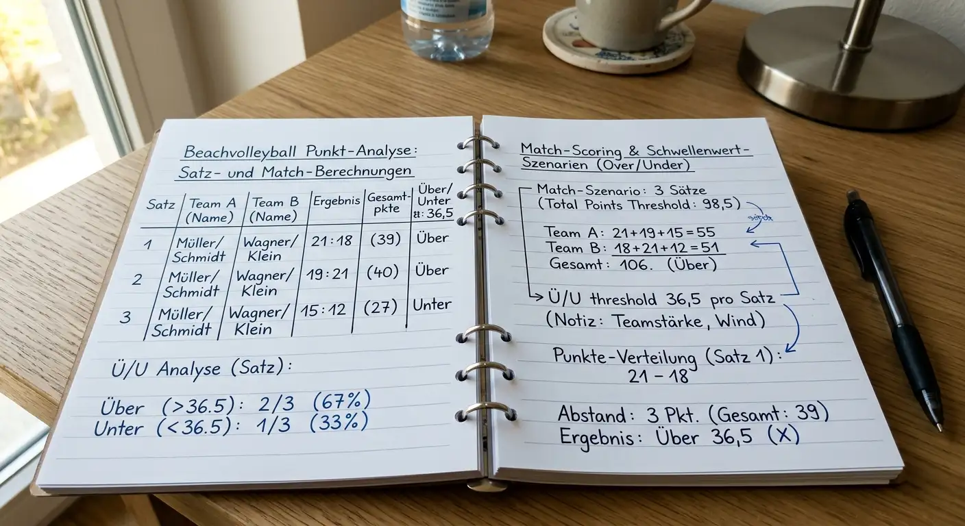 Punkte-Totals beim Beachvolleyball — wie Over/Under-Werte für Beachvolleyball-Matches berechnet werden