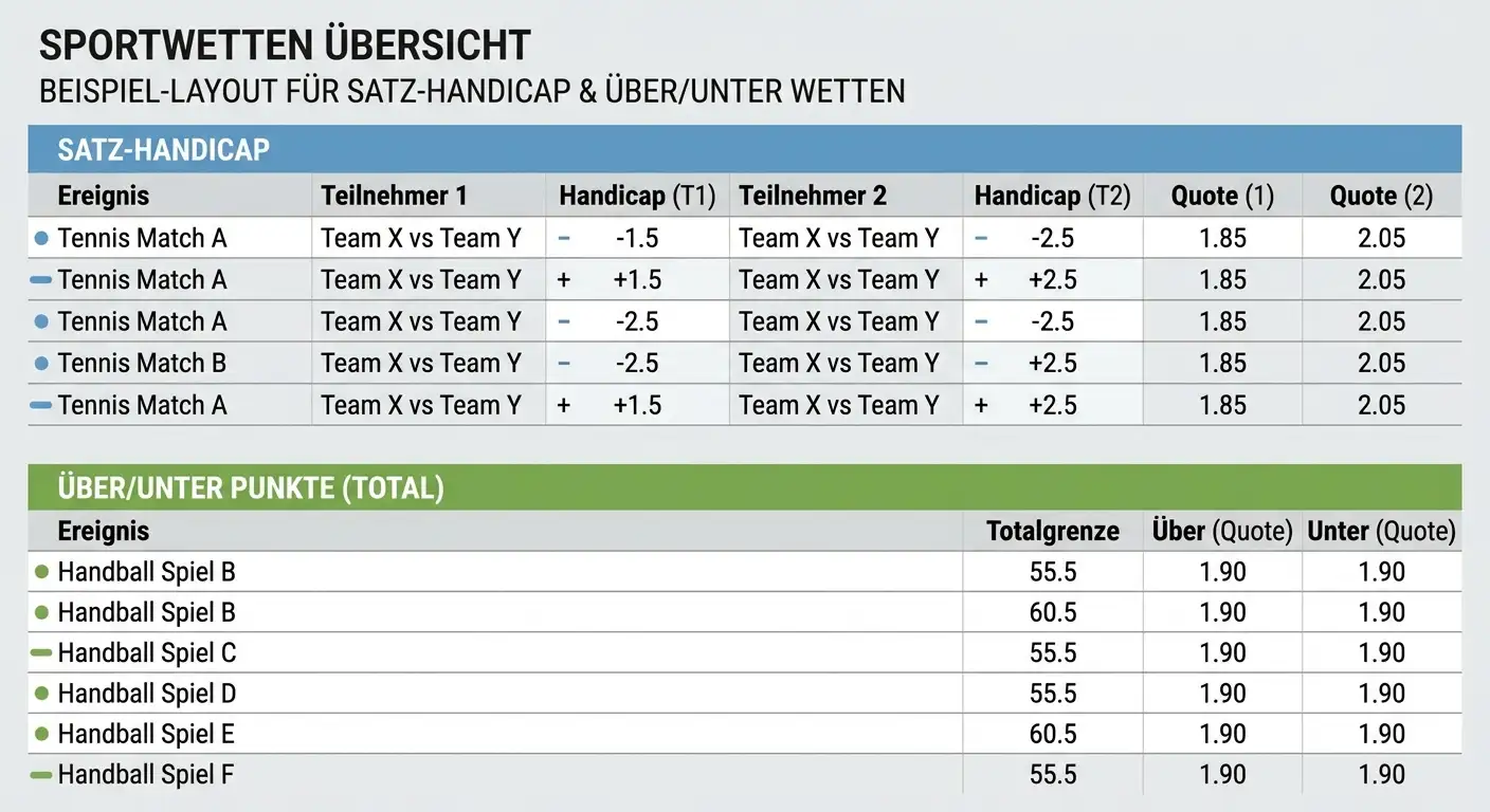 Beachvolleyball Handicap-Wette und Über/Unter-Wetten erklärt — Satz-Handicap für Einsteiger
