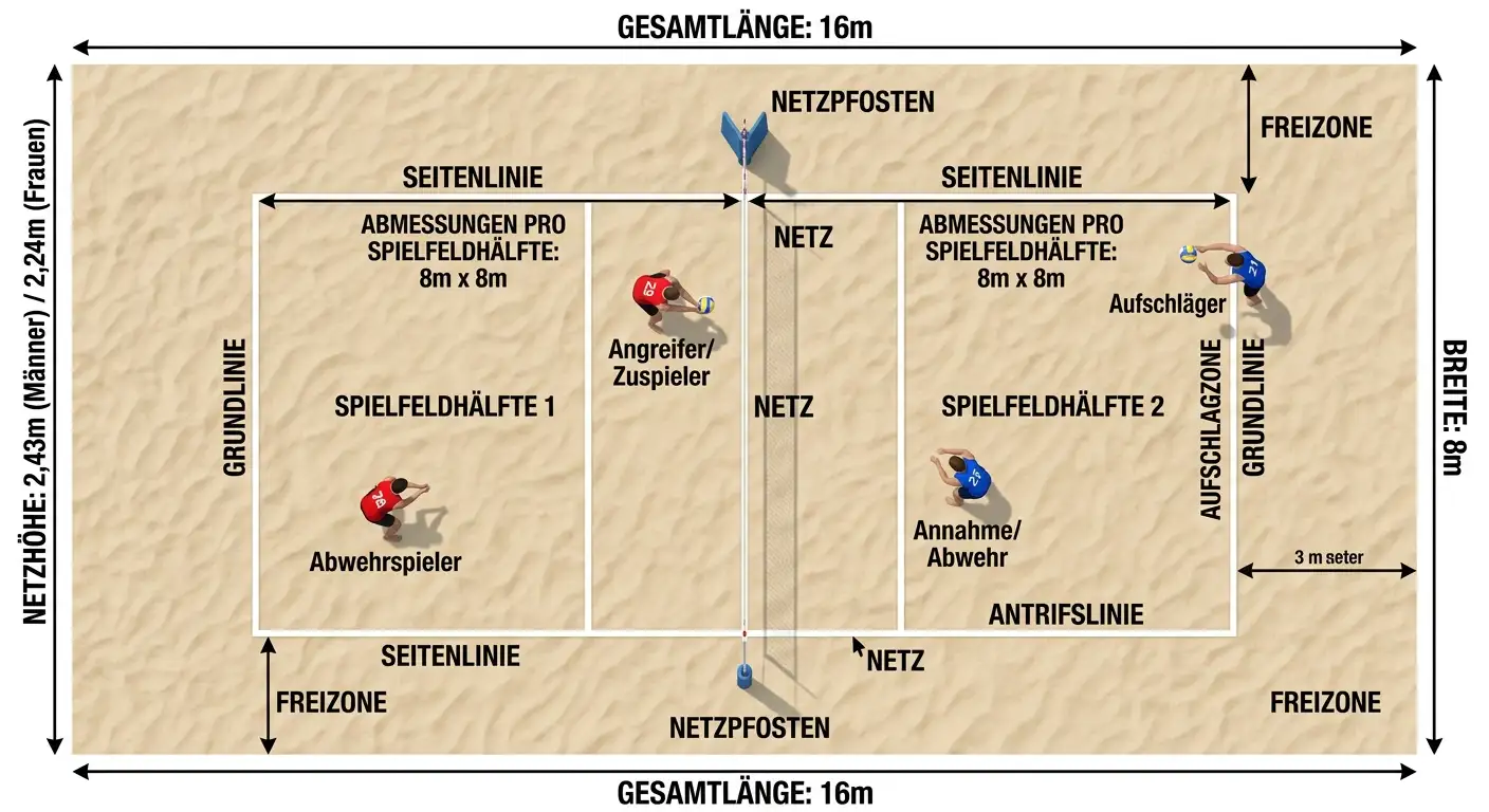 Beachvolleyball-Spielfeld und Best-of-3-Format — Grundlagen für Einsteiger in die Sportwetten