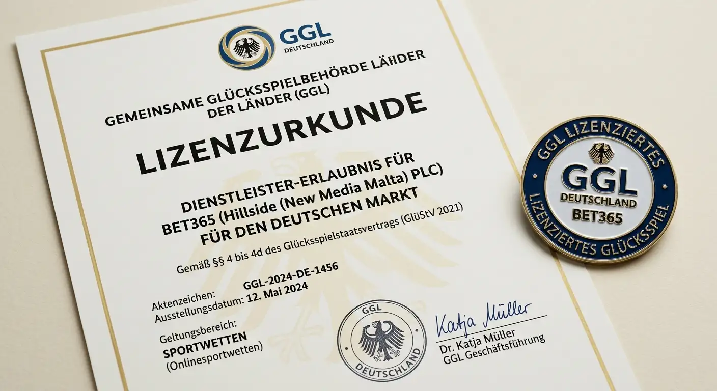 Bet365 GGL-Lizenzstatus Deutschland mit Verweis auf regulierten Sportwettenmarkt 2026
