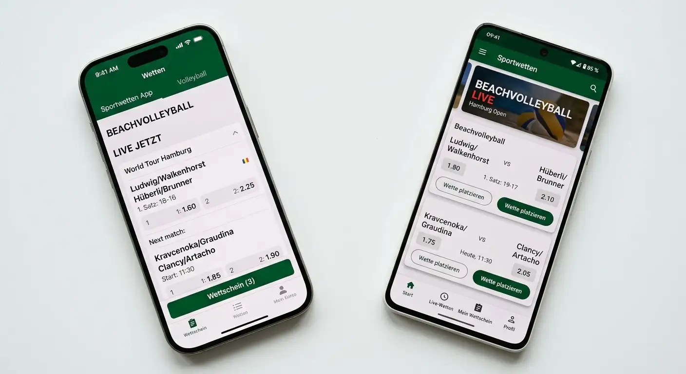 Beste mobile Sportwetten-Apps für Beachvolleyball im Überblick — GGL-lizenzierte Anbieter mit Live-Wetten-Features