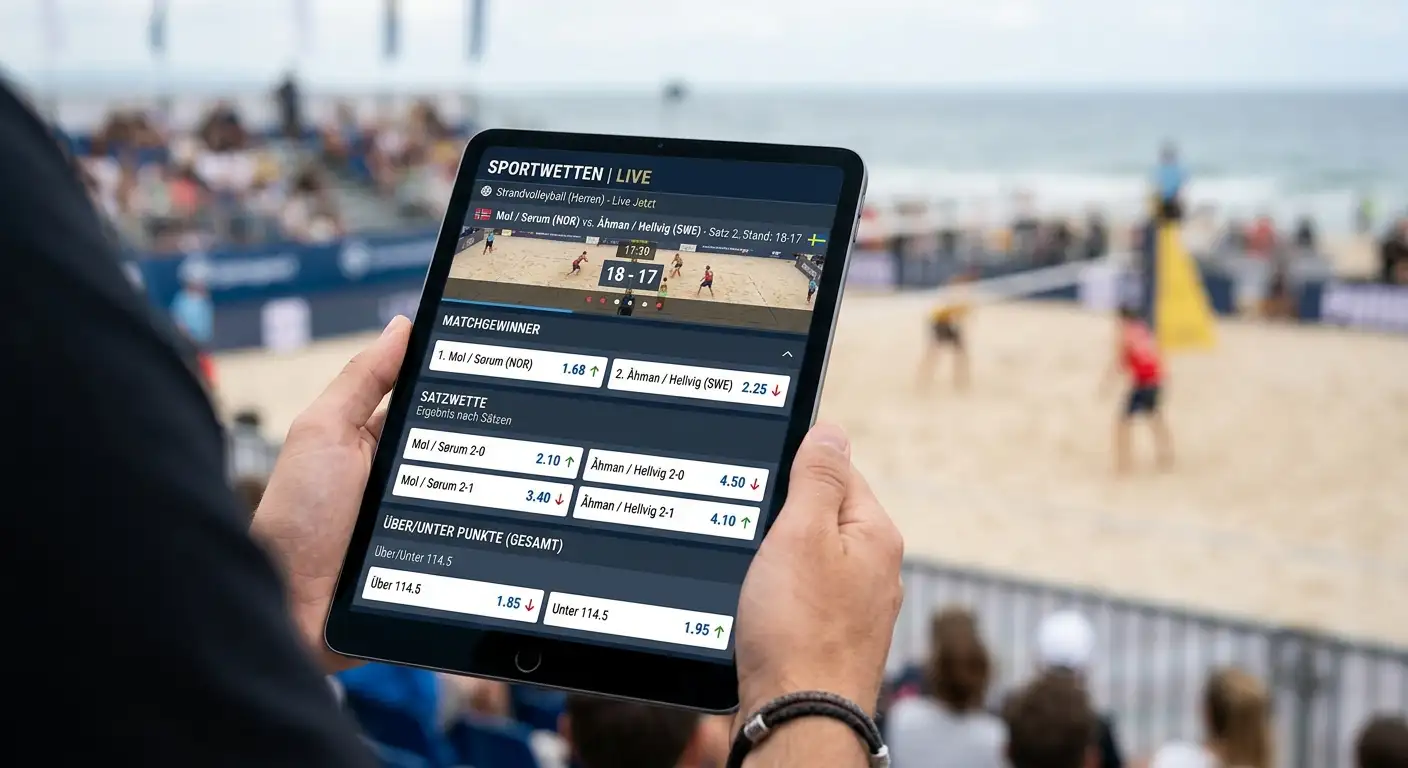 NEO.bet Live-Märkte für Beachvolleyball mit Matchgewinner Satzwette und Über-Unter-Optionen