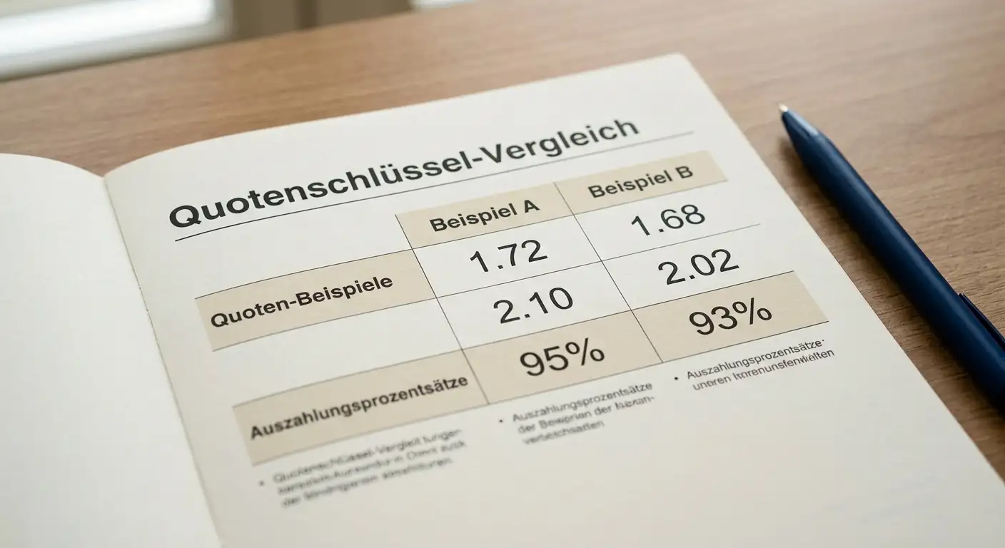 Vergleich von Quotenschlüssel und Wettmargen bei Beachvolleyball-Wetten: 93 % vs. 95 % Auszahlungsrate bei deutschen GGL-lizenzierten Buchmachers