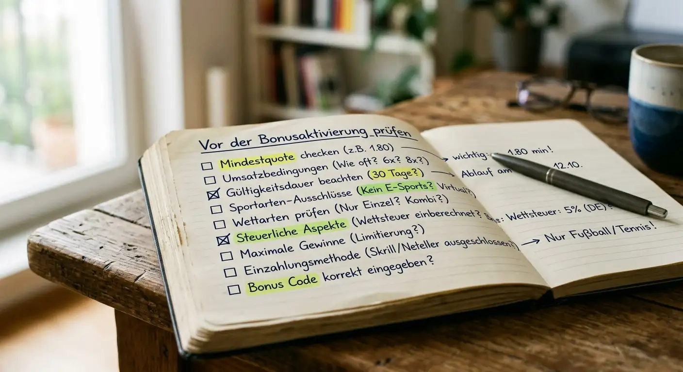 Checkliste zu Umsatzbedingungen und Bonusfallen bei Sportwetten in Deutschland — wichtige Faktoren vor der Aktivierung eines Beachvolleyball-Bonus